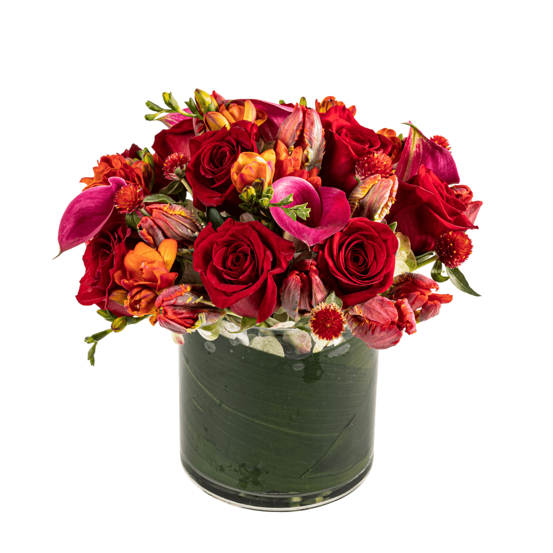 Red Roses, Pink Calla Lilies, Orange Freesia - My Store